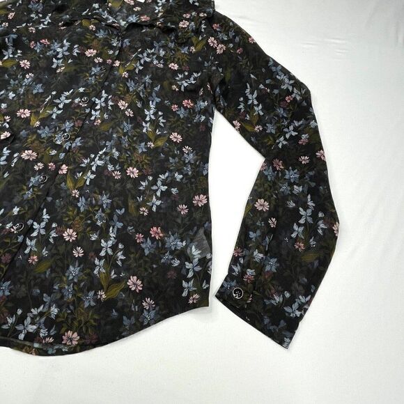 Cabi Sheer Floret Ruffle Long Sleeve Blouse - Picture 9 of 10
